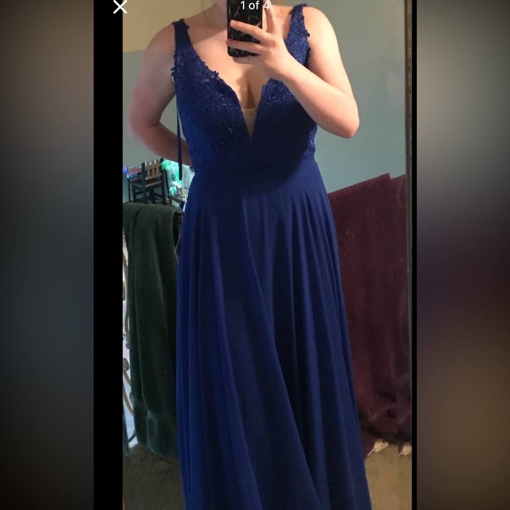 Elegant Blue Floor Length Prom Dress